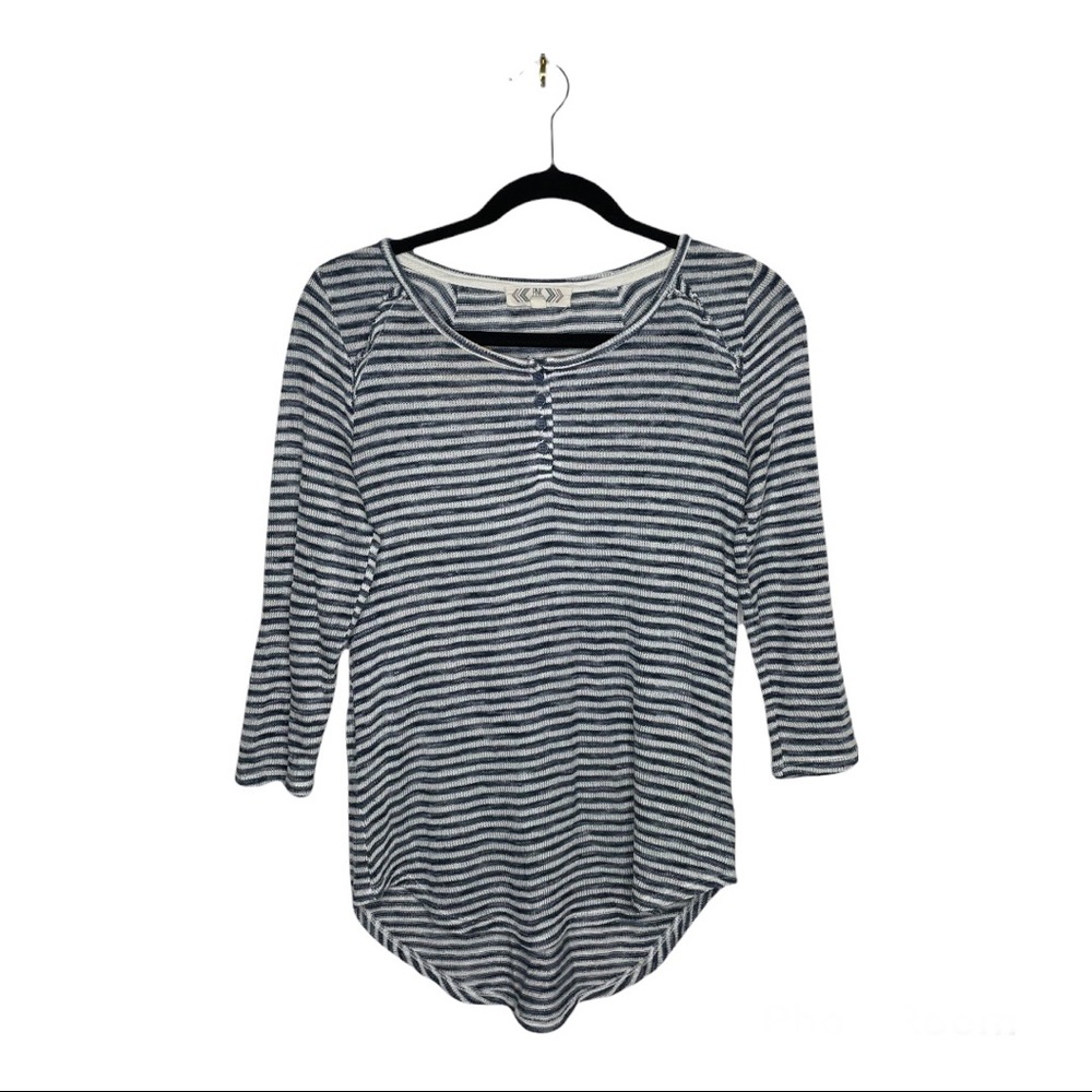 White/Navy Striped Long Sleeve Tee